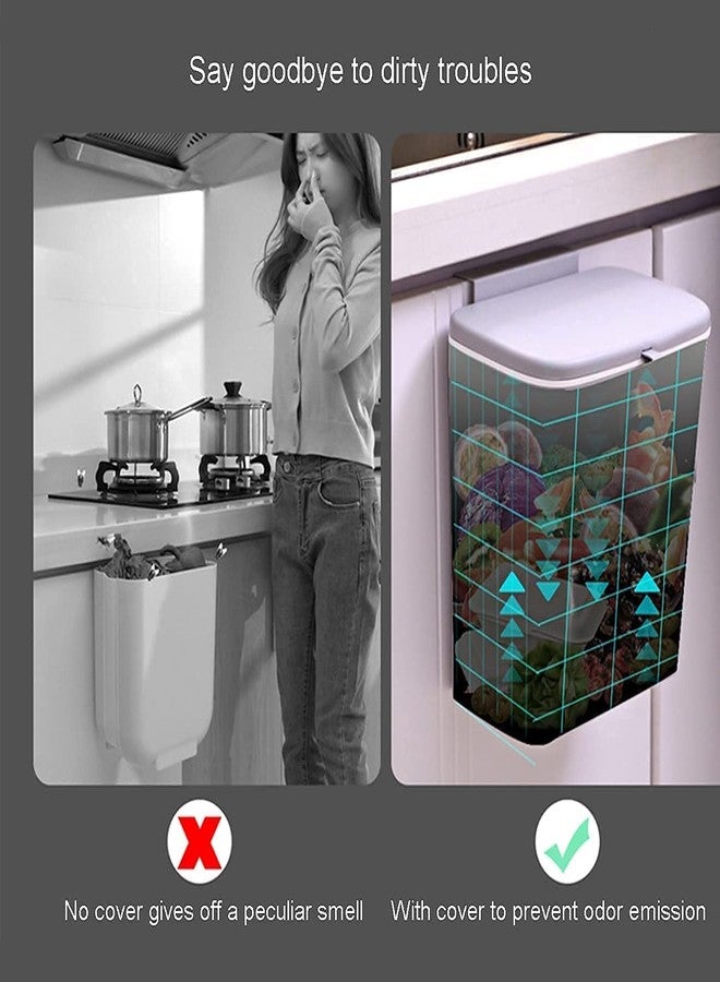 Tonsyl 2.3Gallon Durable Trash Can|Food Waste Bin Hanging Small Trash Can with Lid for Cupboard/Bathroom/Bedroom/Office/Camping, Mountable Indoor - Image 5